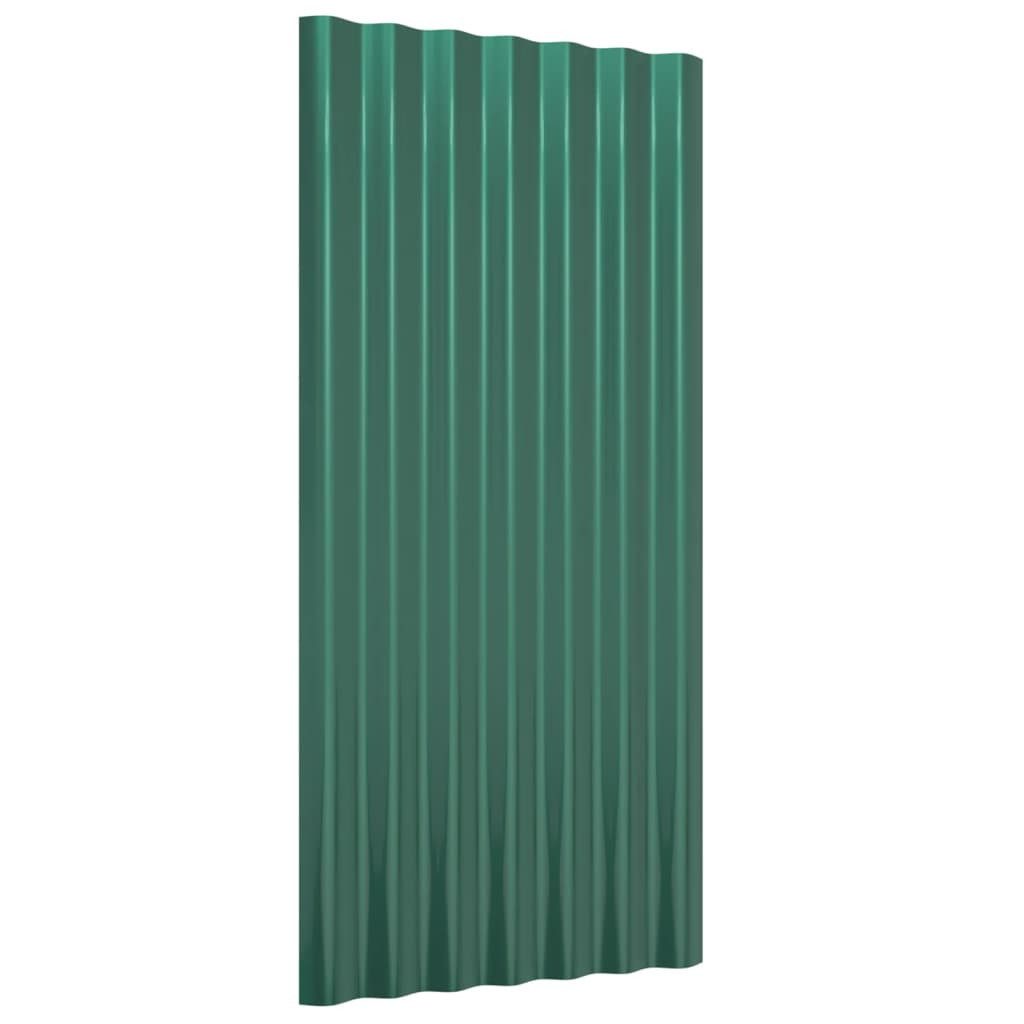 vidaXL Deckenplatten Dachpaneele 12 Stk. Verzinkter Stahl Grün 80x36 cm, (12-tlg)