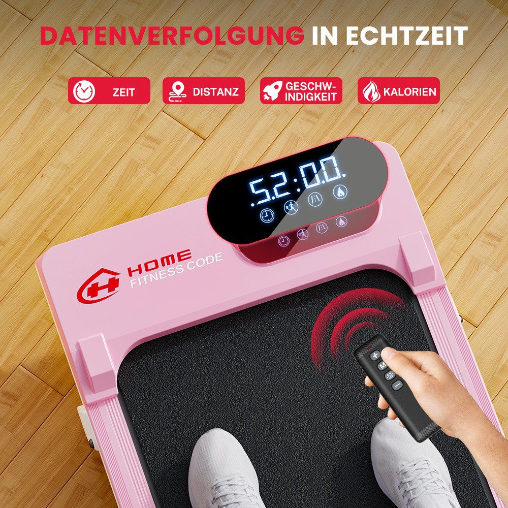 HOMEFITNESSCODE Laufband Tragbares Laufbänder mit 5 % Steigung – 3-in-1-Walkingpad Elektrisch (mit Fernbedienung und LED-Display – Lauffläche 38 x 90 cm), Laufband 1–6 km/h einstellbar – Motor 2,5 PS
