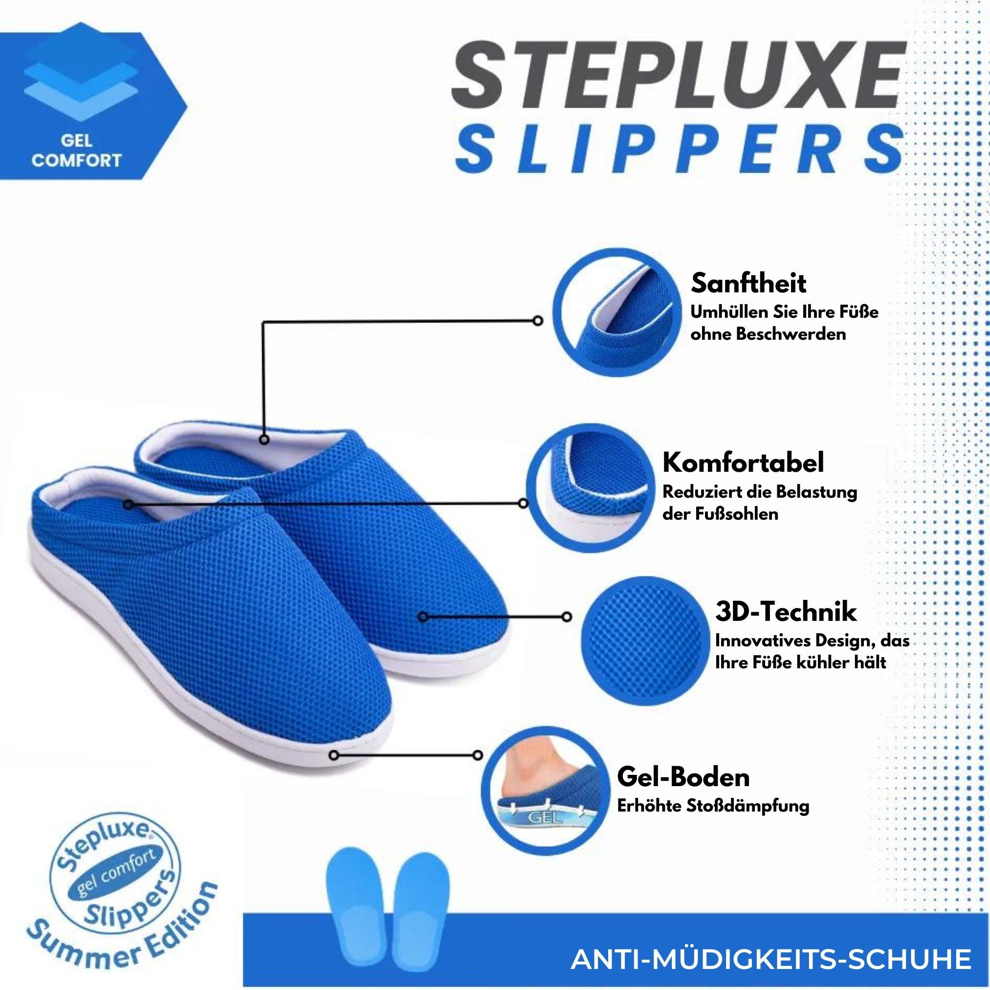 Mesh, atmungsaktiv Gel Slippers Best mit Summer Schuh blau, Slipper Stepluxe® (2-tlg) Direct® Bambusfasern, 35-46,