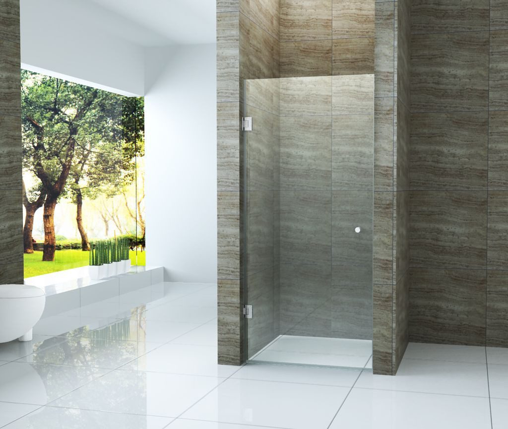 ALCOVA Nischentür 90 X 195 Cm – 8 Mm ESG-Sicherheitsglas, Eloxiertes Aluminium, Rahmenlos