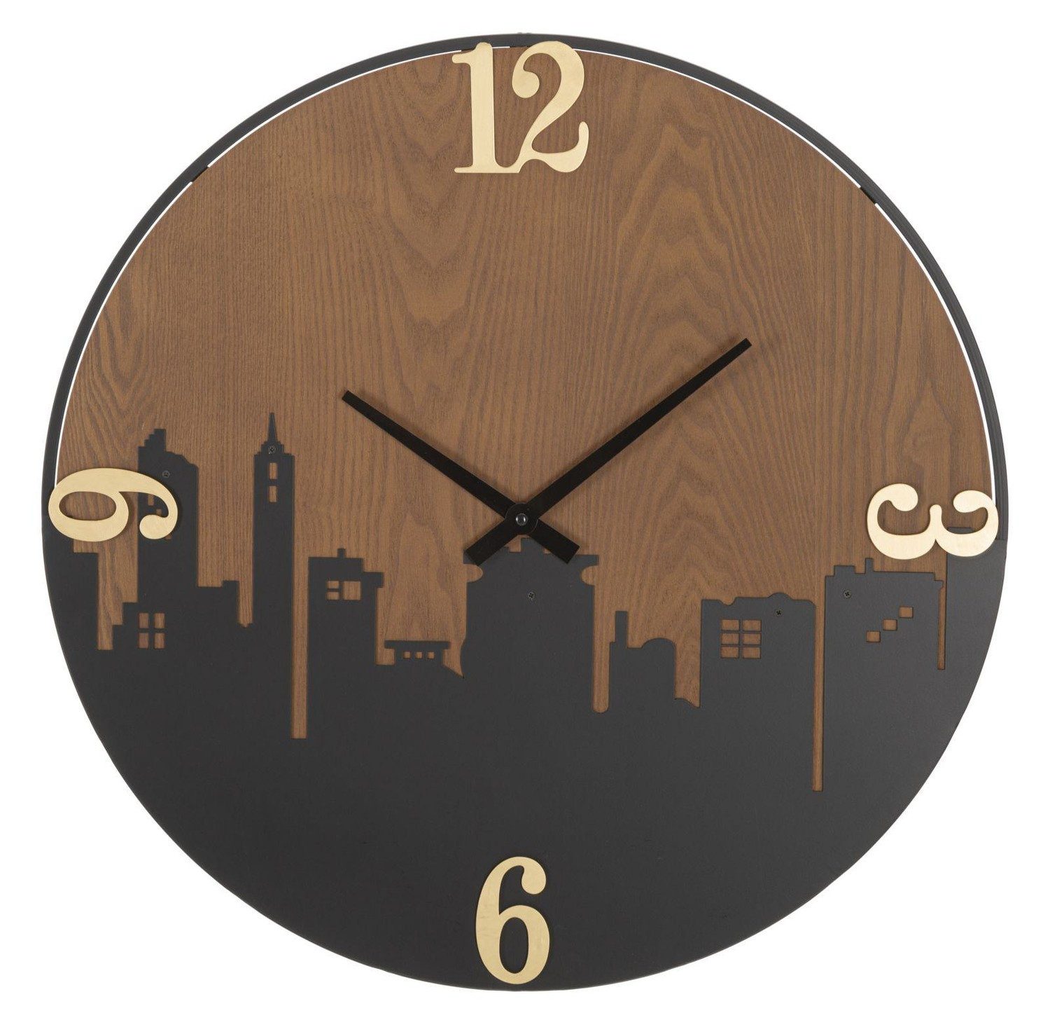 Wanduhr Uhr Orologio 60 x 2 x 60 cm MDF Metall Natur