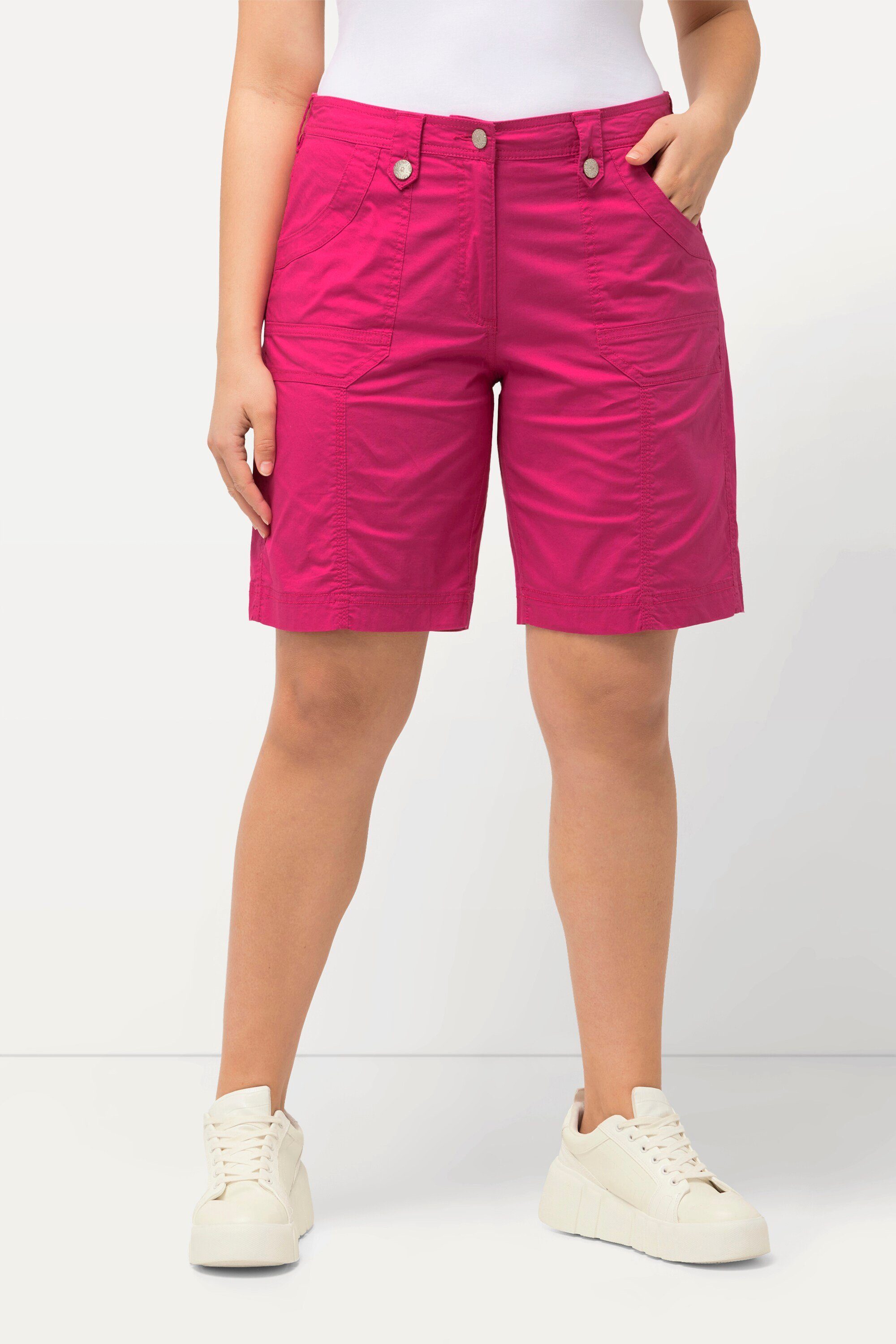 Ulla Popken Funktionshose Cargo-Bermuda Komfortbund 4-Pocket-Schnitt fuchsia pink