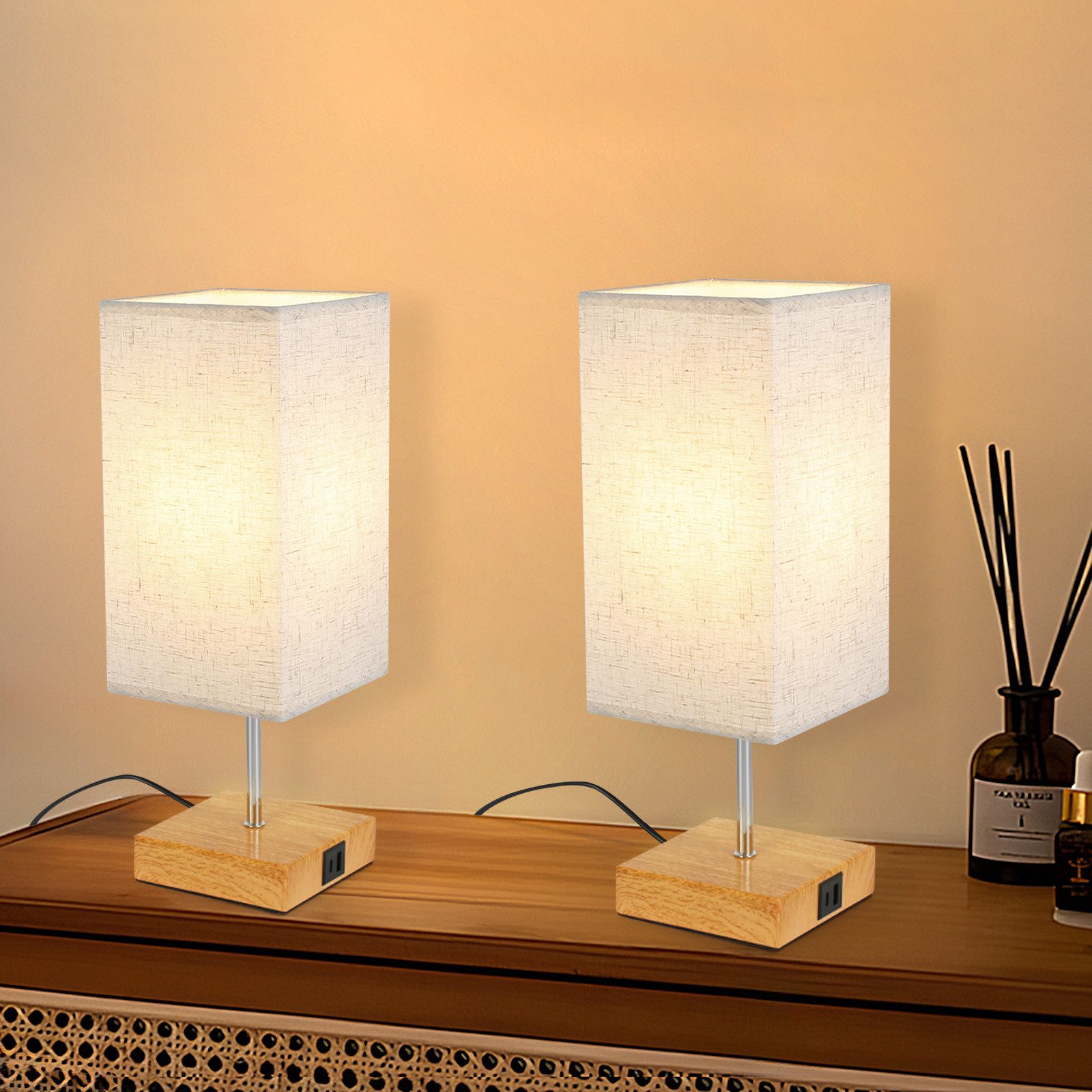 Nettlife Nachttischlampe Touch Dimmbar Stoffschirm E27 günstig online kaufen