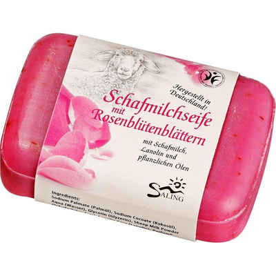 Saling Feste Duschseife Schafmilchseife Rosenblüten, 100 g