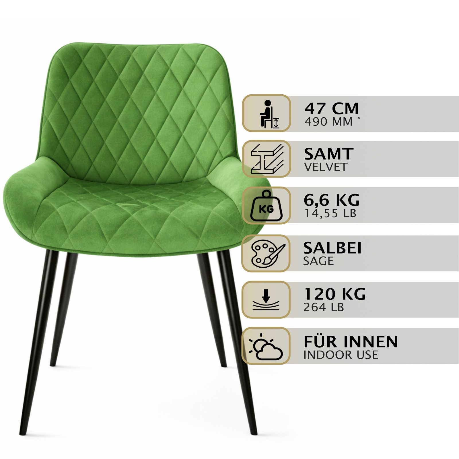 HAGO Esszimmerstuhl 2er Set Esszimmerstuhl Polsterstuhl Küchenstuhl Sessel Stuhl Armlehne