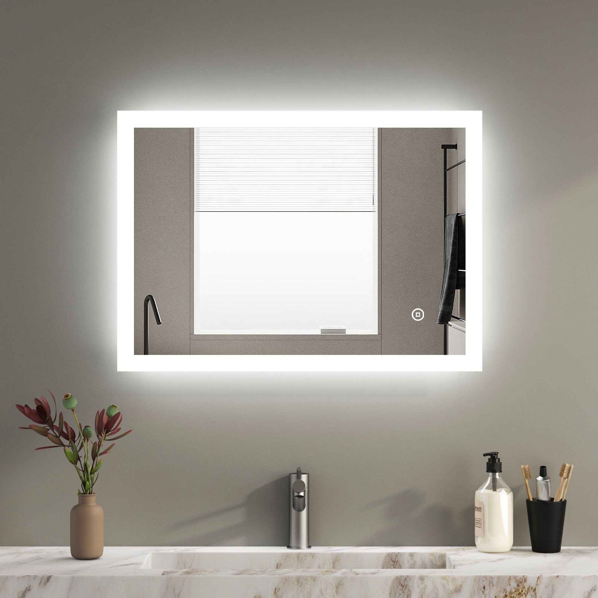 WDWRITTI Spiegel mit beleuchtung Badspiegel Led Bad Wandspiegel Badezimmer Touch Rund (Badezimmerspiegel Rundspiegel, Speicherfunktion, 3Lichtfarben, Helligkeit – Bild 3 von 5