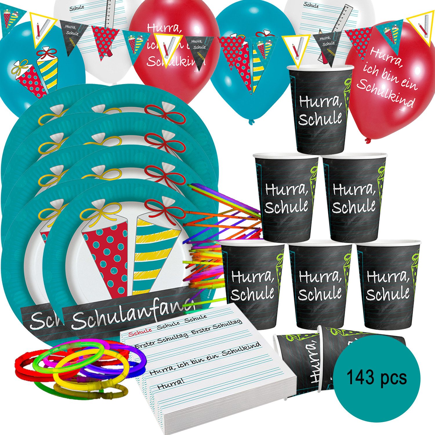 Riethmüller Papierdekoration Schulanfang Party Deko Set - Dekoration für die Einschulung