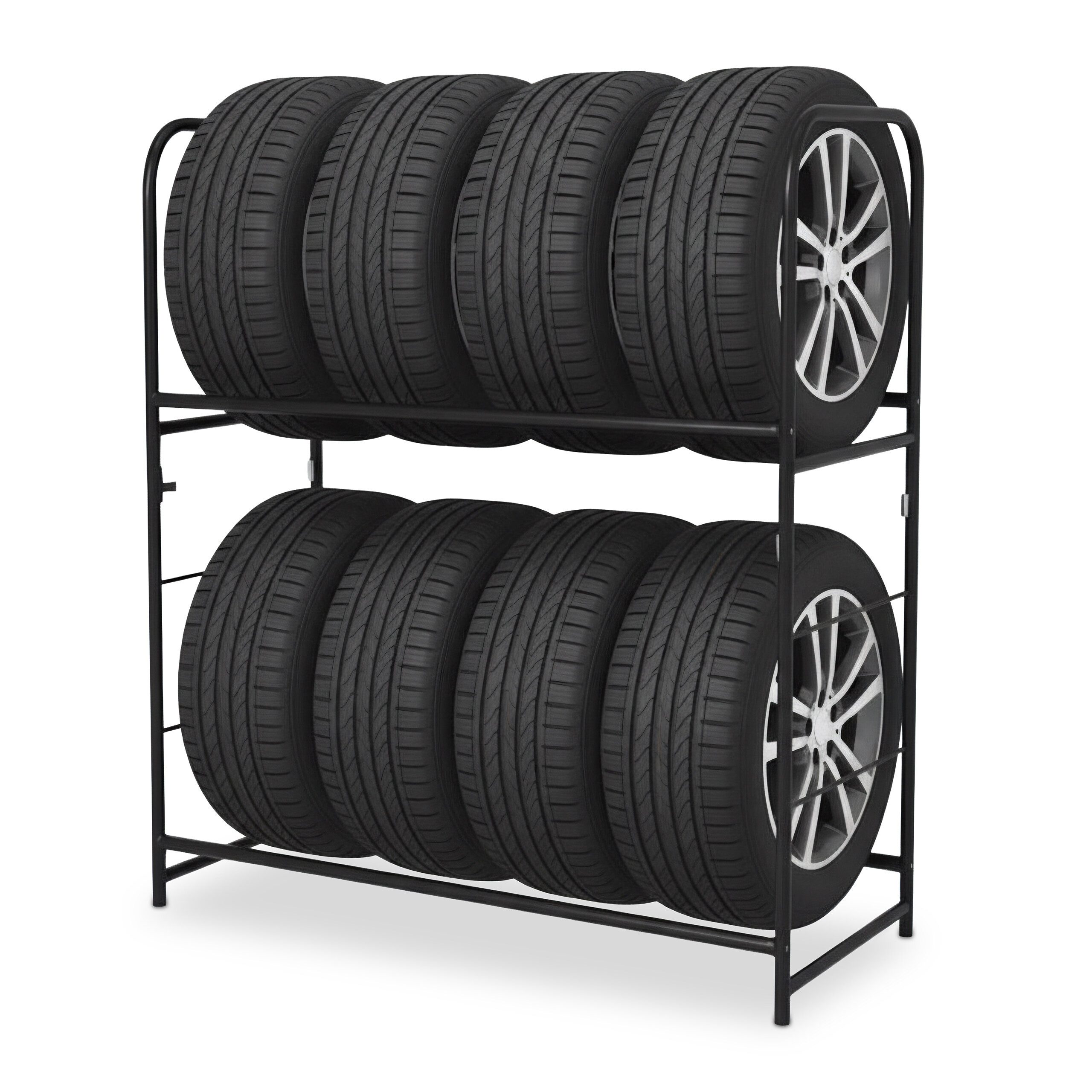 relaxdays Schwerlastregal Reifenregal für 8 Reifen, schwarz