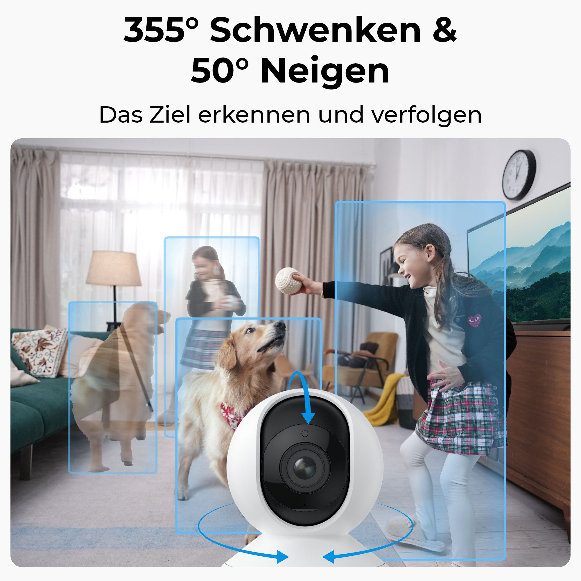 Reolink Überwachungskamera E1-Zoom 8MP 4K PTZ WLAN IP (Innenbereich, 3X Optischem Zoom, 2,4/5,0 GHz WiFi, Babyweinerkennung, 2-Wege-Audio) – Bild 3 von 5