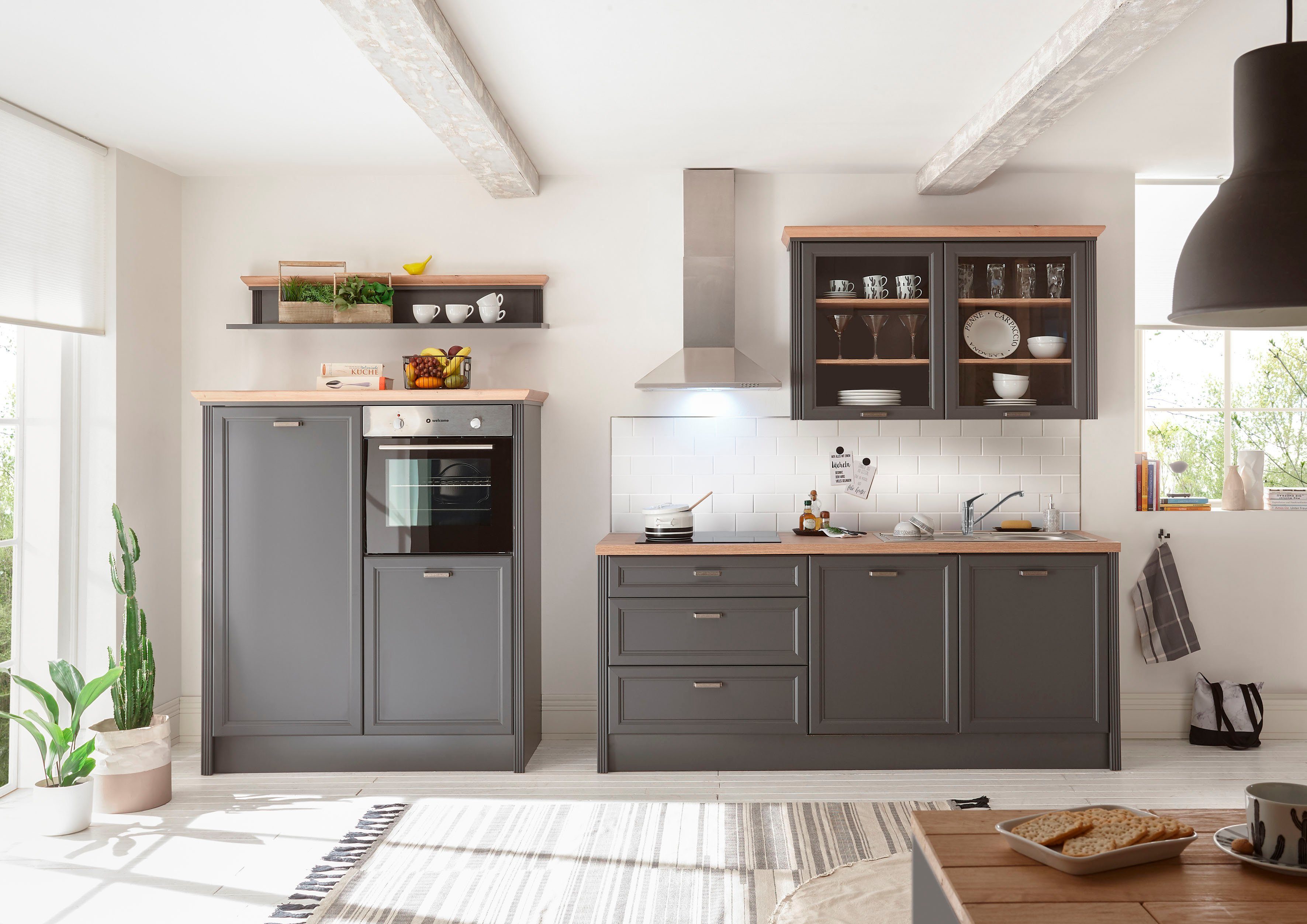 KOCHSTATION Küche Jasmin, 344 cm,breit, wahlweise mit oder ohne E-Geräte