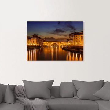 Artland Wandbild FLORENZ Ponte Vecchio am Abend, Florenz (1 St), als Alubild, Outdoorbild, Leinwandbild in verschied. Größen