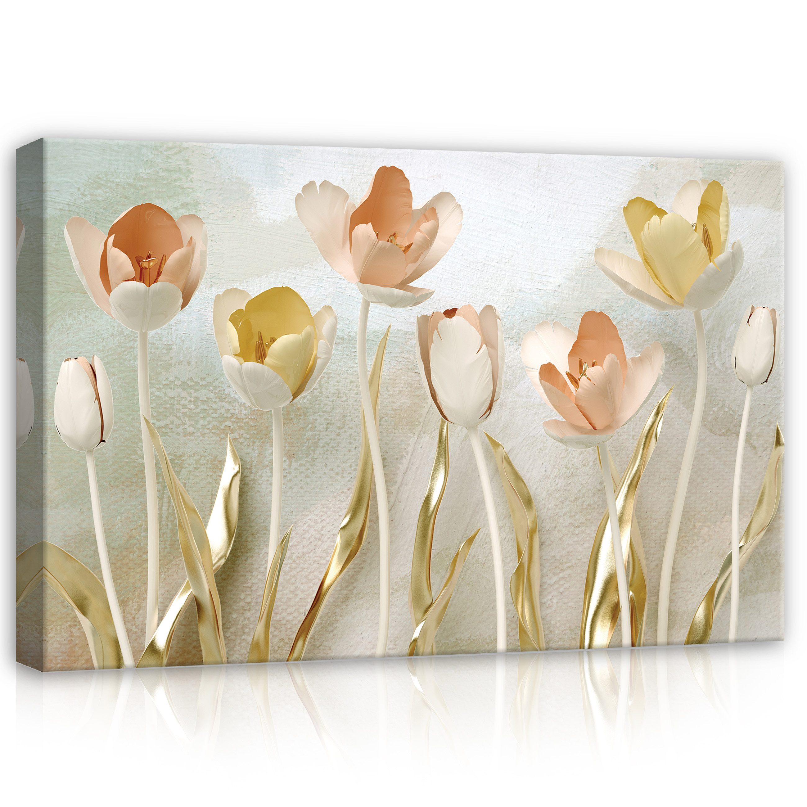 Wallarena Leinwandbild Blumen - Mehrfarbig - Elegant - Wohnzimmer, Blumen, 60x40x2cm