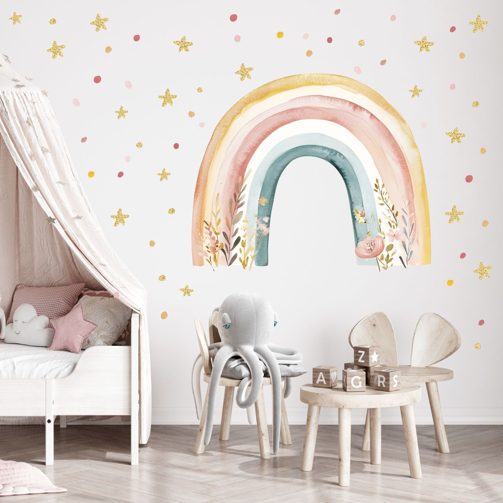 nikima Wandtattoo 253 Wandtattoo Regenbogen Boho - Größe 500 x 500 mm (PVC- günstig online kaufen