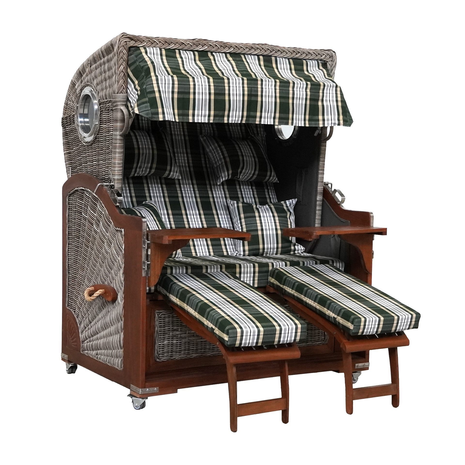 WebaVita Strandkorb Webavita Strandkorb Bali aus massivem rotbraunem Hartholz Grün, BxTxH: 136x95x160 cm, Halblieger