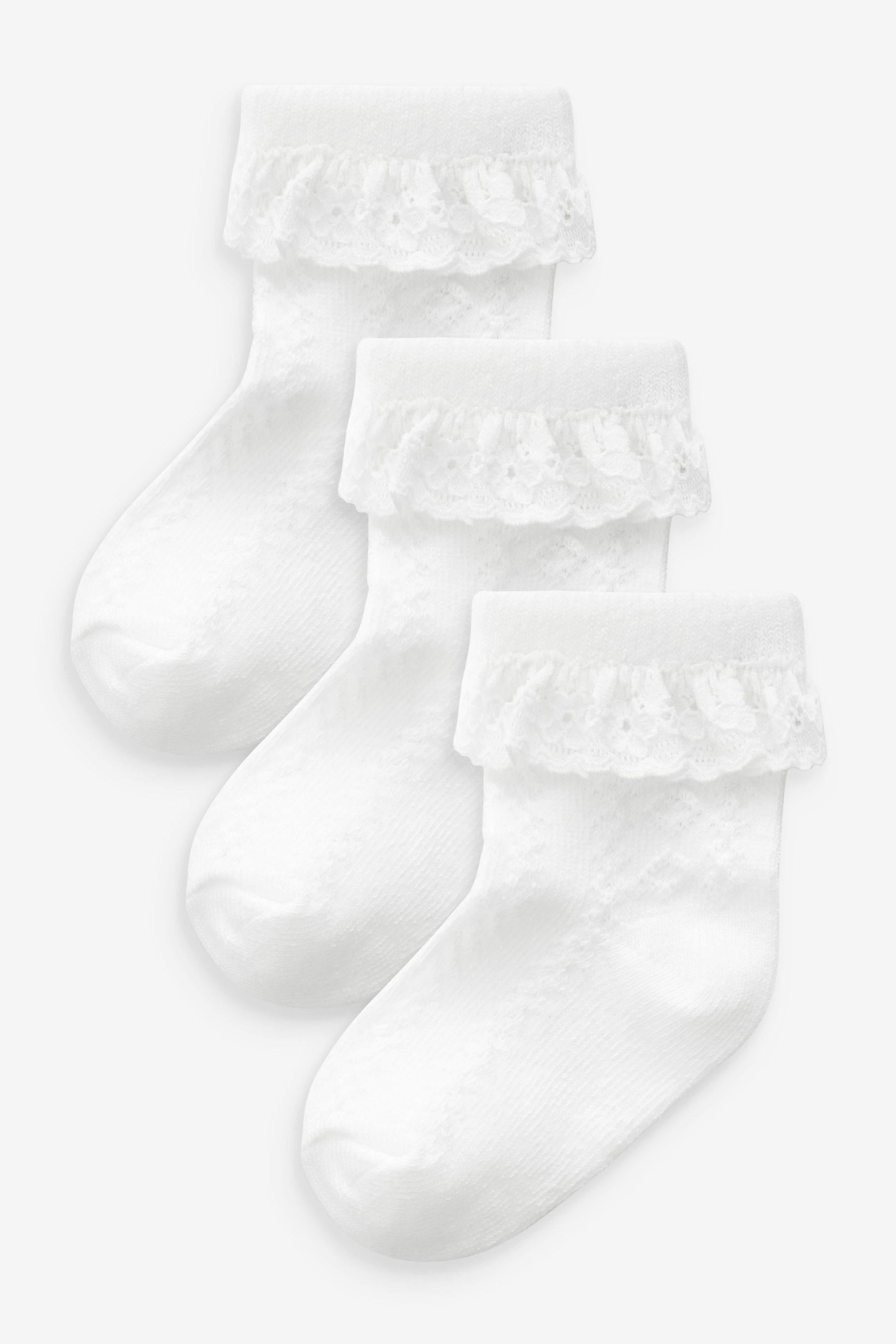 Kurzsocken Babysocken mit Spitze, 3er-Pack
