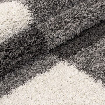 Hochflor-Teppich Hochflorteppich Shaggy gestreift Langflor Wohnzimmer, Miovani, Höhe: 30 mm
