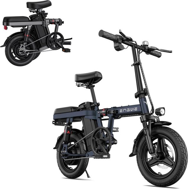 REDOM E-Bike E Bike E-Fahrrad Elektrofahrrad Elektro Fahrrad 14 Zoll klappbar klein, Heckmotor, (ohne Straßenzulassung, 250W, Hinterradmotor, 48V 10Ah), 25 km/h Reichweite bis zu 40 km Fahrrad mit Batterie dual Federgabel