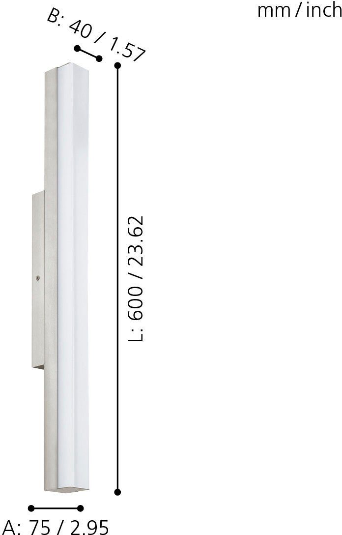 EGLO LED Wandleuchte TORRETTA, LED fest integriert, Warmweiß, 5 Jahre  Herstellergarantie auf fest integrierte LEDs