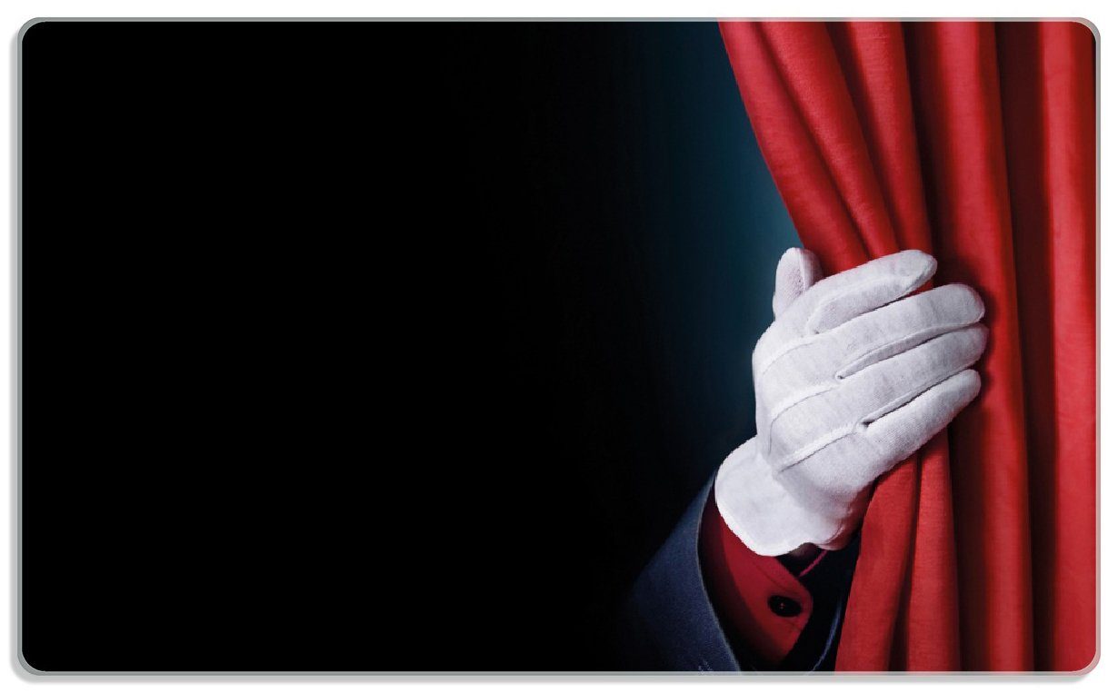 Vorhang, Wallario rutschfester auf für Show 14x23cm Hand 4mm, roten Frühstücksbrett hinterm ESG-Sicherheitsglas, (inkl. Gummifüße 1-St), die Vorhang