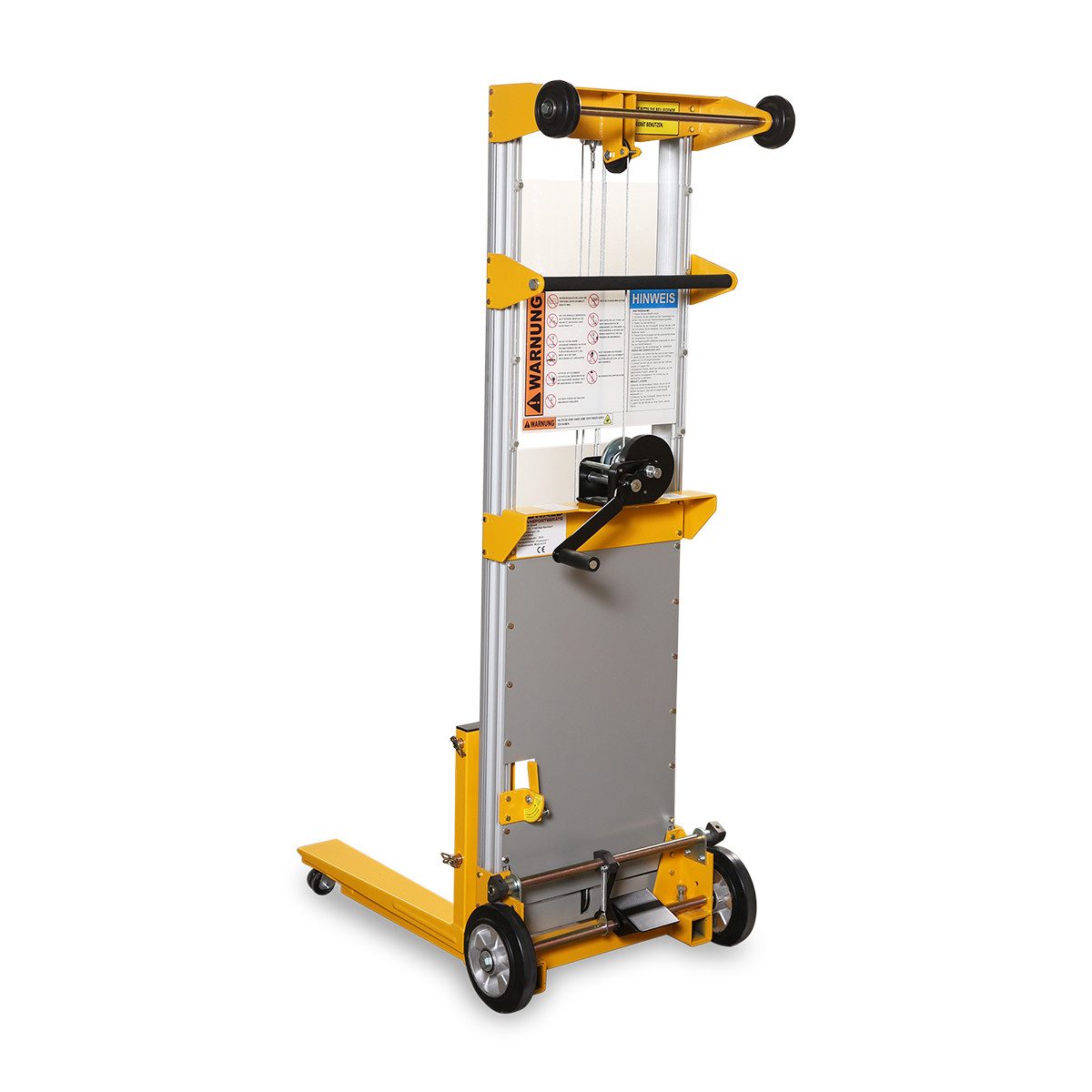 OSWALD Transportgeräte Gabelhubwagen Materiallift AML181 mit Seilwinde 181 kg Tragkraft, 2500 mm Hubhöhe, (AML181), Hubsystem aus Aluminium, Gabelbreite 540 mm