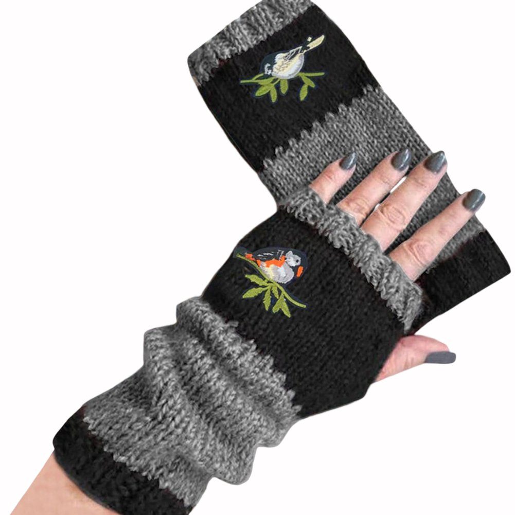 Blusmart Strickhandschuhe Damen-Halbfingerhandschuhe, Strickhandschuhe, Fingerlose Handschuhe, Fleecehandschuhe Einheitsgröße D