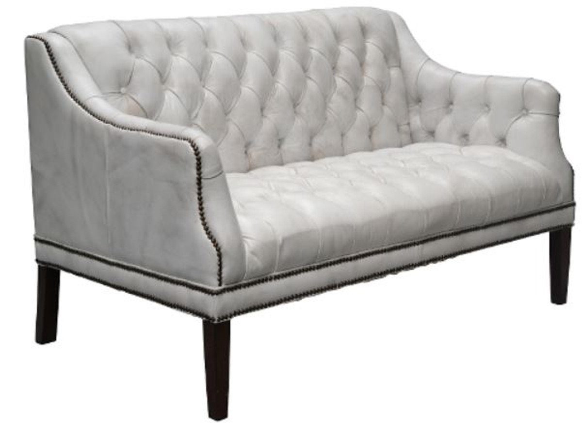Casa Padrino 2-Sitzer Luxus Chesterfield 2er x x Echtleder / cm Vintage Sofa - H. Wohnzimmermöbel 79 Weiß 135 84 Schwarz