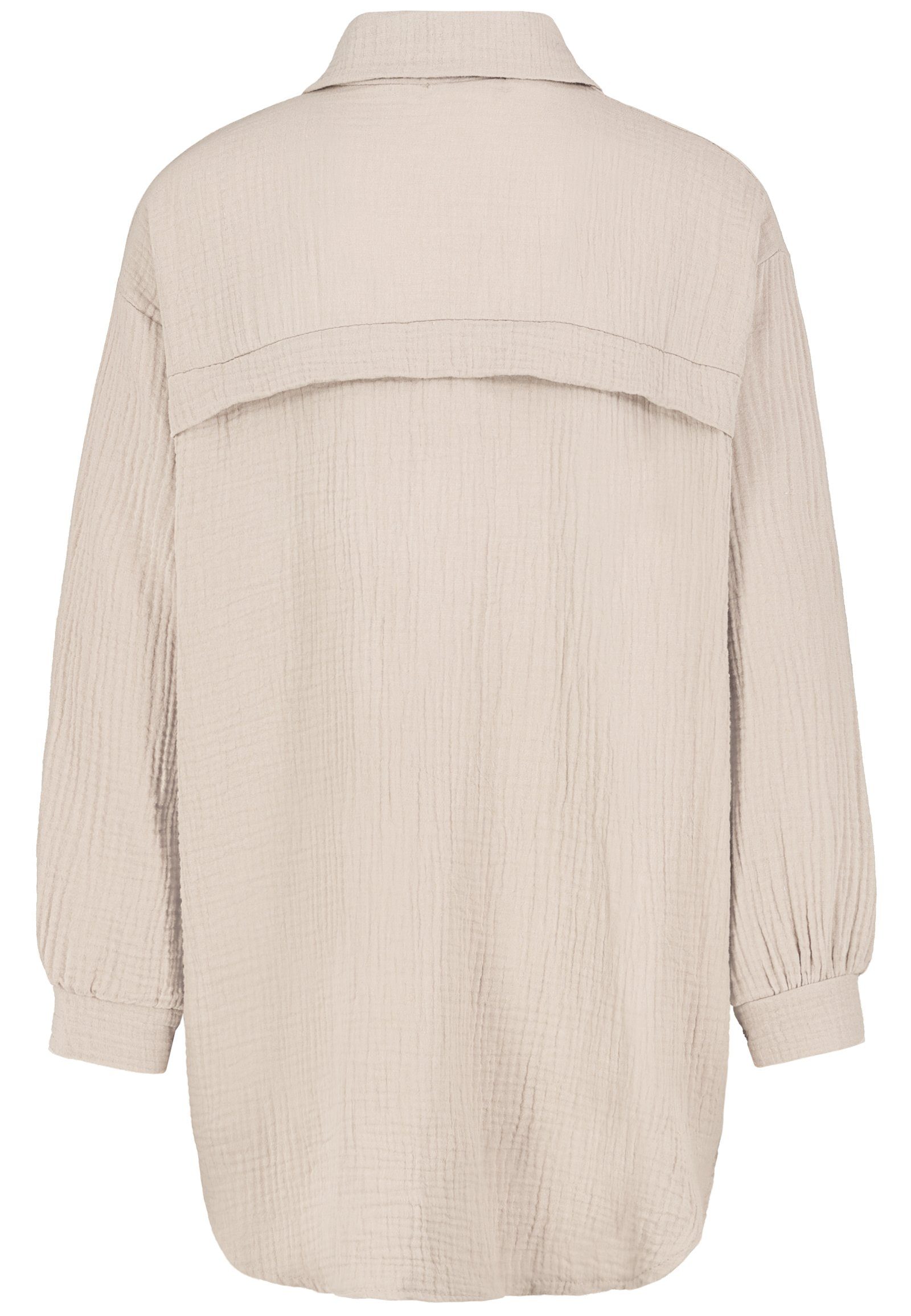 SUBLEVEL Langarmbluse Damen Musselinbluse langarm mit Kentkragen Oversizebluse aus Baumwolle