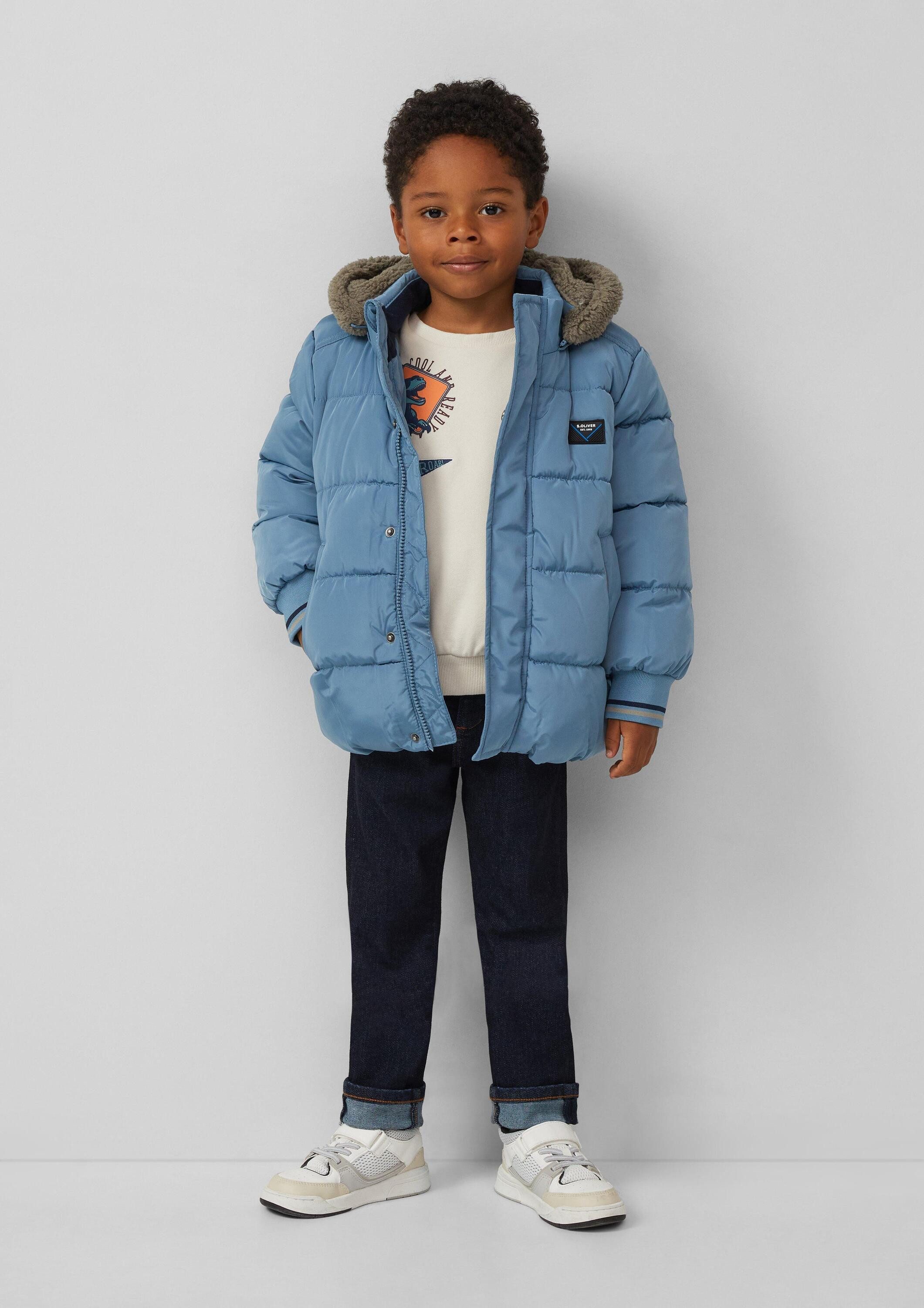 s.Oliver Winterjacke Outdoor-Jacke Steppjacke mit Fleece-Futter und abnehmbarer Kapuze