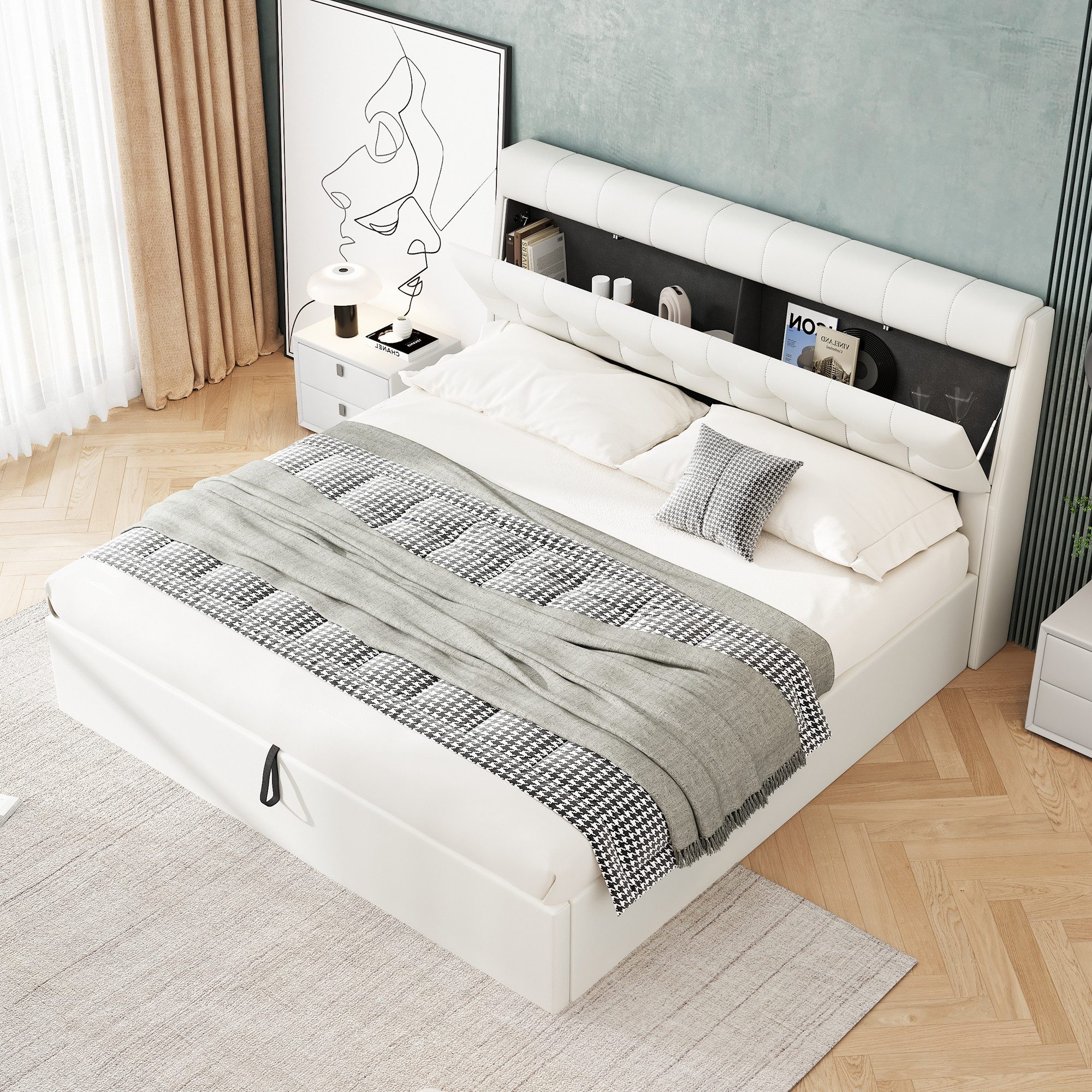 Flieks Polsterbett, Hydraulisches Stauraumbett Doppelbett 160x200cm günstig online kaufen