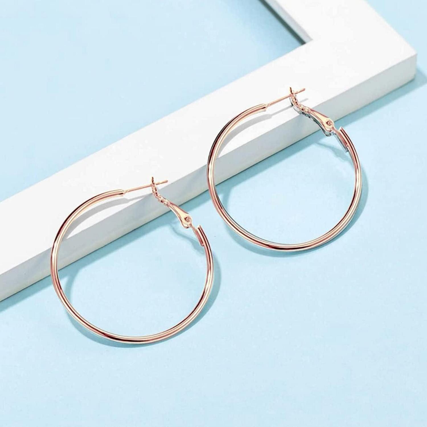 LuxusKollektion Klappcreolen Creolen Silber 925 Ohrringe 40mm 60mm Damen Klapp Rose Gold 50mm