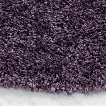 Teppich Unicolor - Einfarbig, Teppium, Rund, Höhe: 30 mm, Einfarbig Runder Teppich Wohnzimmer Shaggy versch. farben und größen