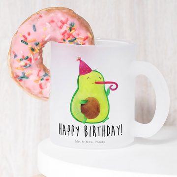 Mr. & Mrs. Panda Teeglas Avocado Geburtstag - Transparent - Geschenk, Vegan, Party, Feier, Tas, Premium Glas, Satinierte Oberfläche