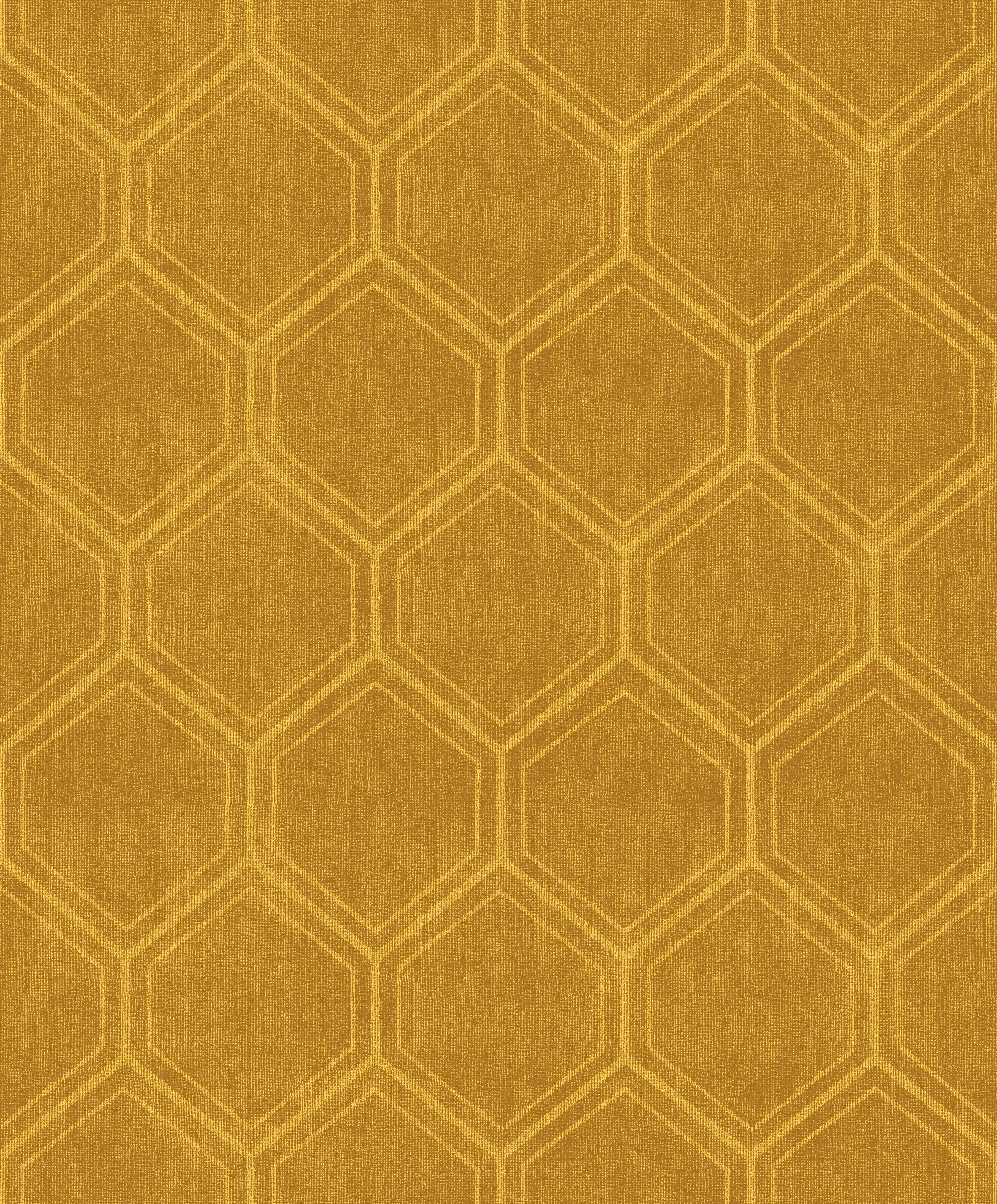 Superfresco Easy Vliestapete Geo - Hexagon, geprägt, geometrisch, (1 St), Ocker - 10m x 52cm