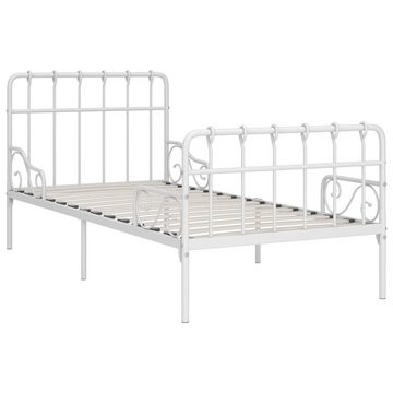 vidaXL Bett Bettgestell mit Lattenrost Weiß Metall 90×200 cm