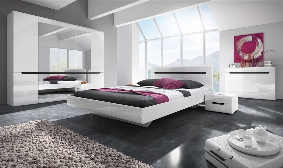 Stylefy Schlafzimmer-Set Arest, (Set (4-St), Komplett Schlafzimmer),  bestehend aus 1xDrehtürenschrank, 1xNachttisch, 1xKommode und 1xDoppelbett,  Modern Design, variabel stellbar