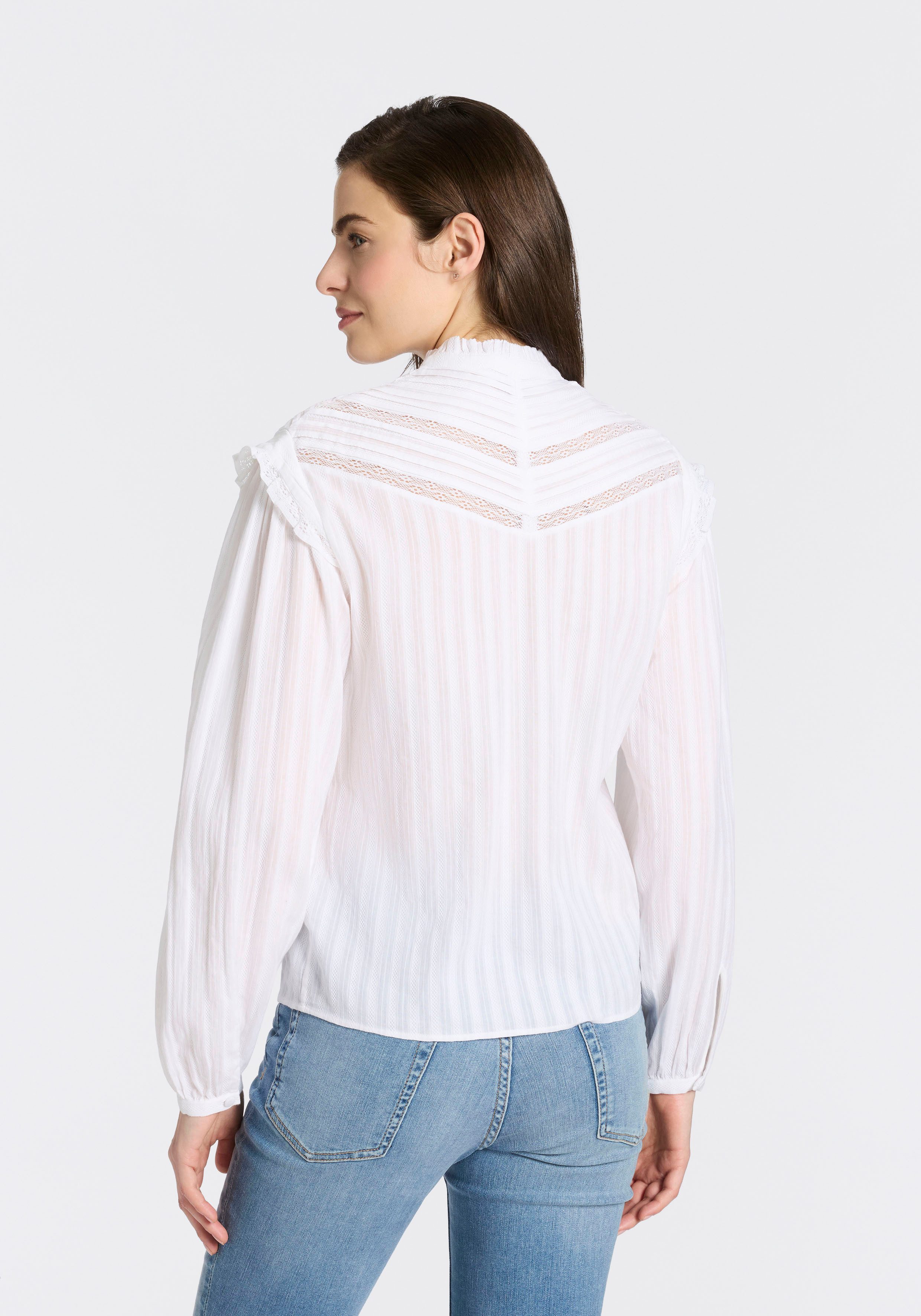 BOSS ORANGE Schlupfbluse Bancet Premium Damenmode mit Stehkragen & Spitze