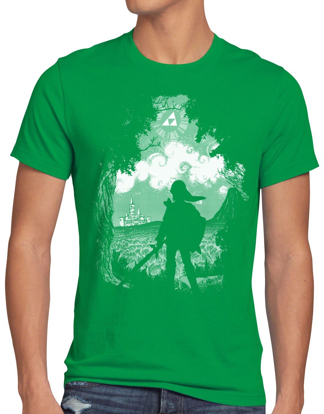 style3 Print-Shirt Herren T-Shirt Schloß Hyrule legend of ocarina link