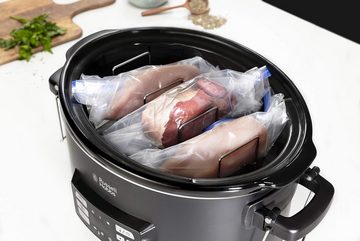 RUSSELL HOBBS Multikocher Cooker, Sous Vide, Bräter + Kerntemperatursensor in 1, 350,00 W, 6,05 l Schüssel, Multifunktionales Kochgerät, Vereint Sous Vide, Slow Cooker und Kochen