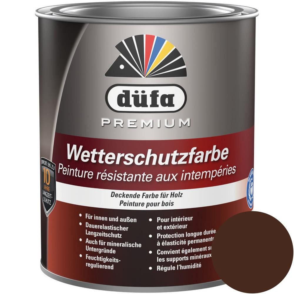 düfa Wetterschutzfarbe Premium Dauerschutzfarbe 2,5 l Holzfarbe Holzlack verschiedene Farben, Langzeitschutz und hoch witterungsbeständig
