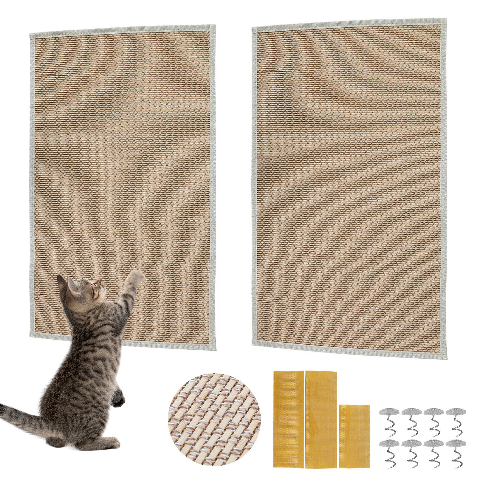 Kratzbrett 2 Stück natürliche Bambus-Katzenkratzmatte, verschleißfest, 60*40cm