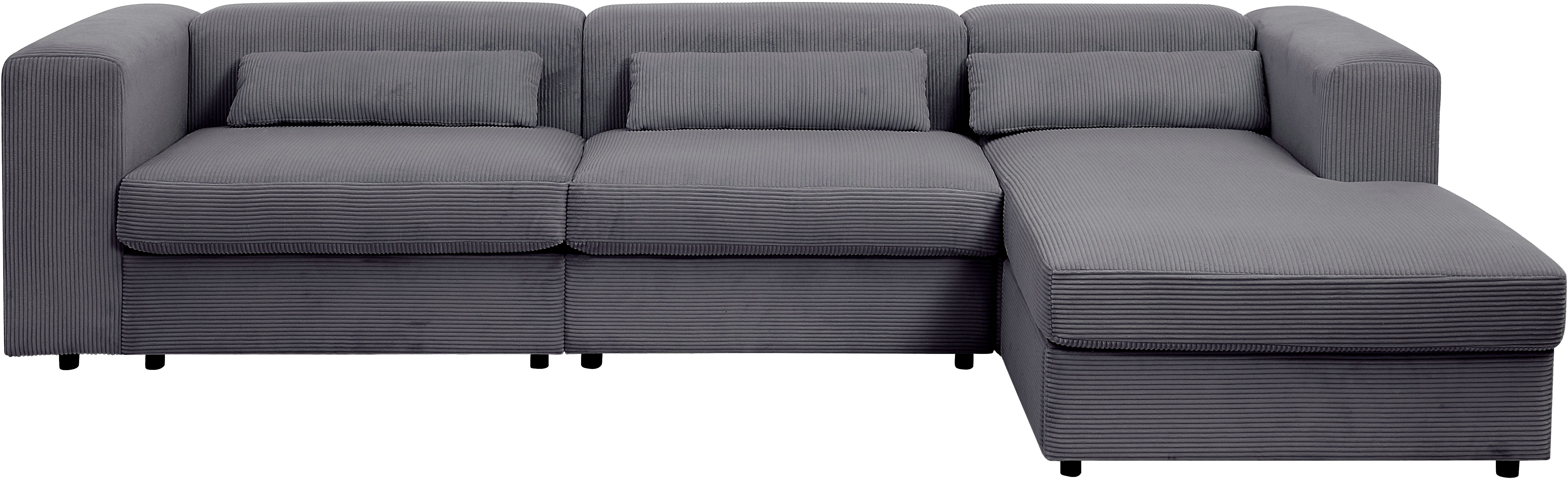 ATLANTIC home collection Ecksofa Uno, L-Form, Breite: 307cm, beidseitig montierbarem Longchair,mit Taschenfederkern, in Cord
