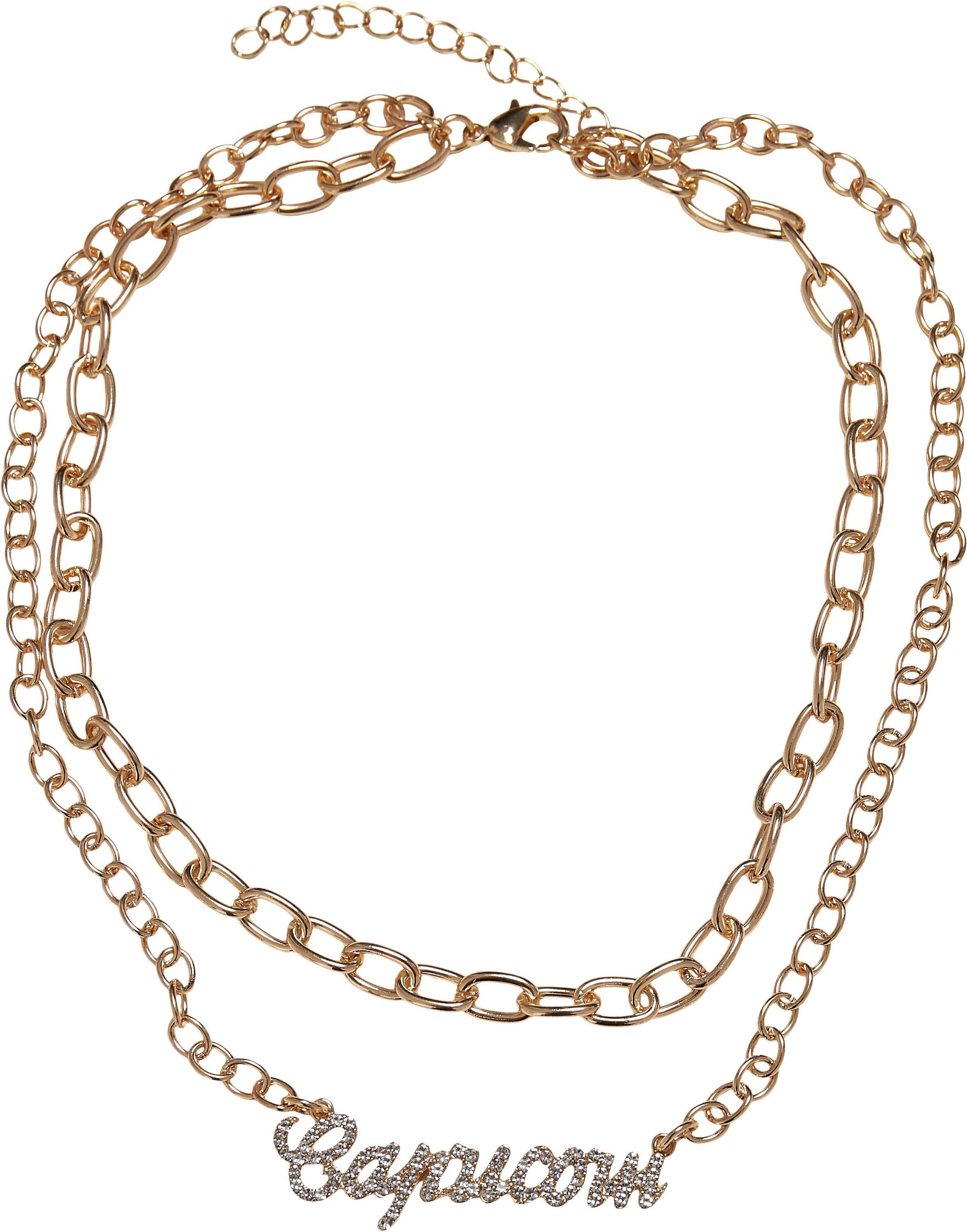 URBAN CLASSICS Edelstahlkette Accessoires Diamond Zodiac Golden Necklace capricorn