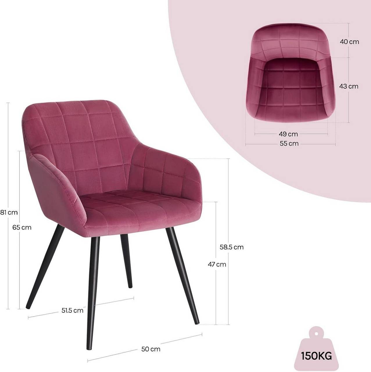 Woltu Esszimmerstuhl (1 St), Polsterstuhl mit Armlehne, Metallbeine