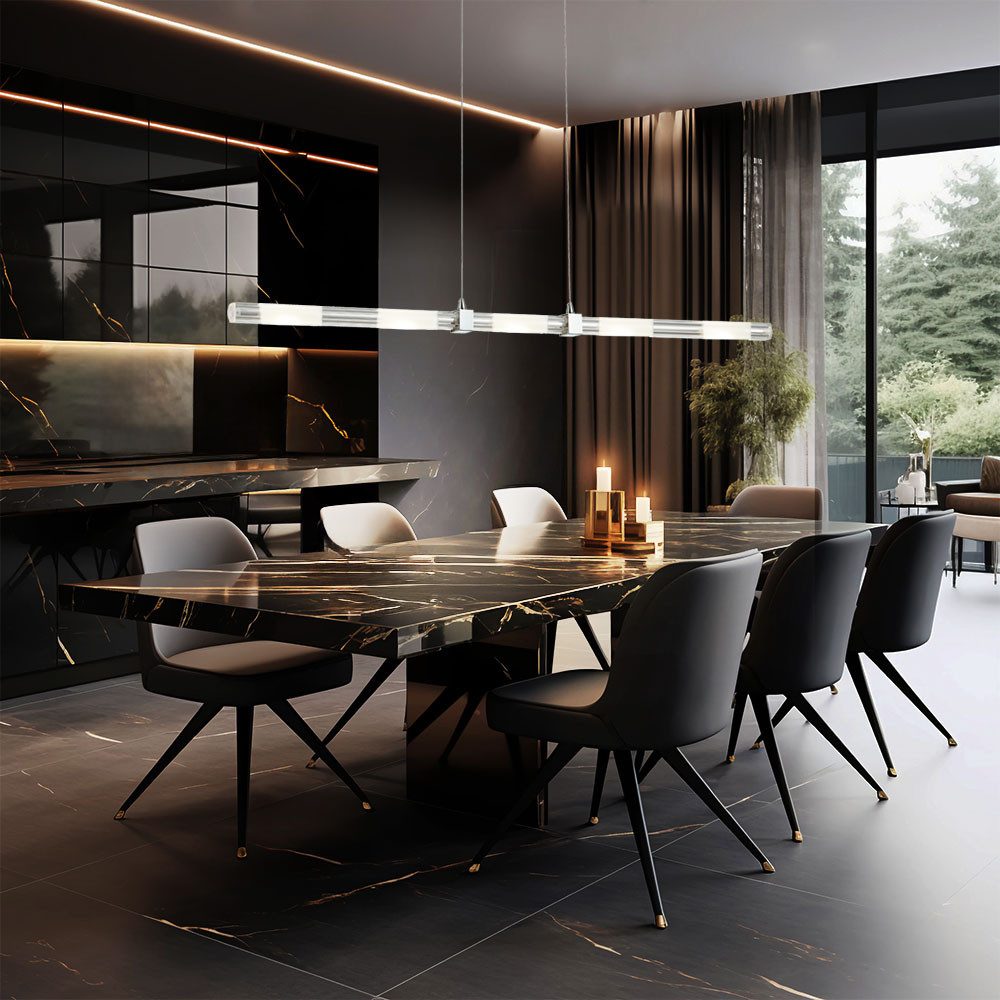 Esto Pendelleuchte, LED-Leuchtmittel fest verbaut, Neutralweiß, LED Hängeleuchte Glas Pendelleuchte Küchenlampe Esszimmerlampe Chrom