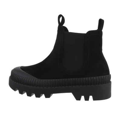 Ital-Design Damen Chelsea Outdoor Stiefelette Blockabsatz Chelsea Boots in Schwarz