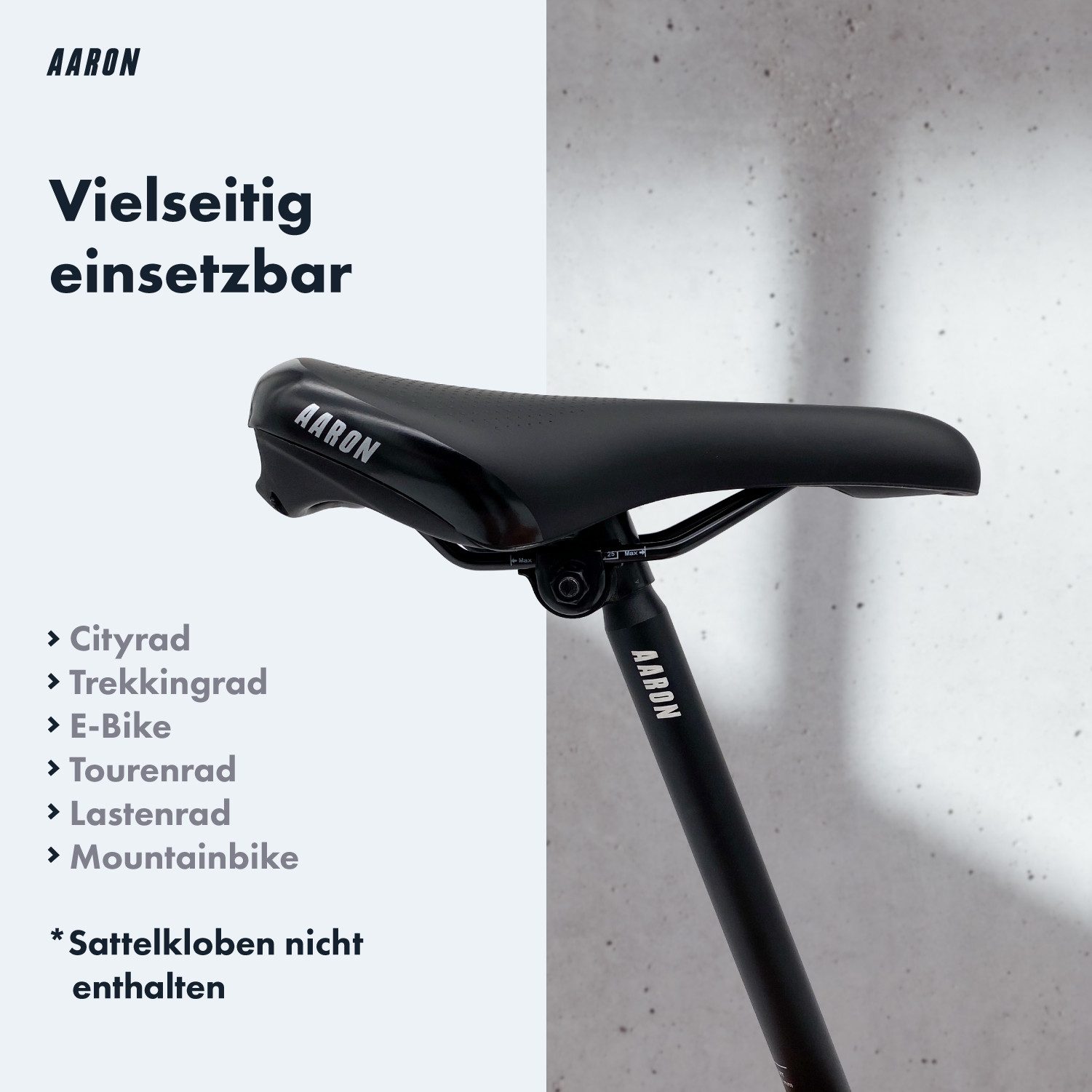 AARON Sattelstütze Tube Sattelstange 25,4 / 27,2 mm – 350 mm – Aluminium Fahrrad Schwarz