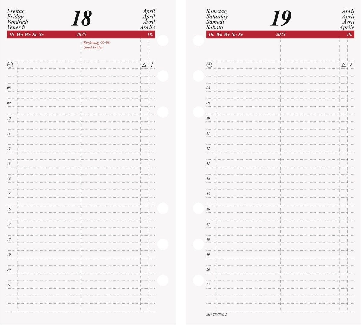 rido ide Terminplaner Tageskalendarium Timing 2 1 Tag/Seite 9,3x17,2cm 2025