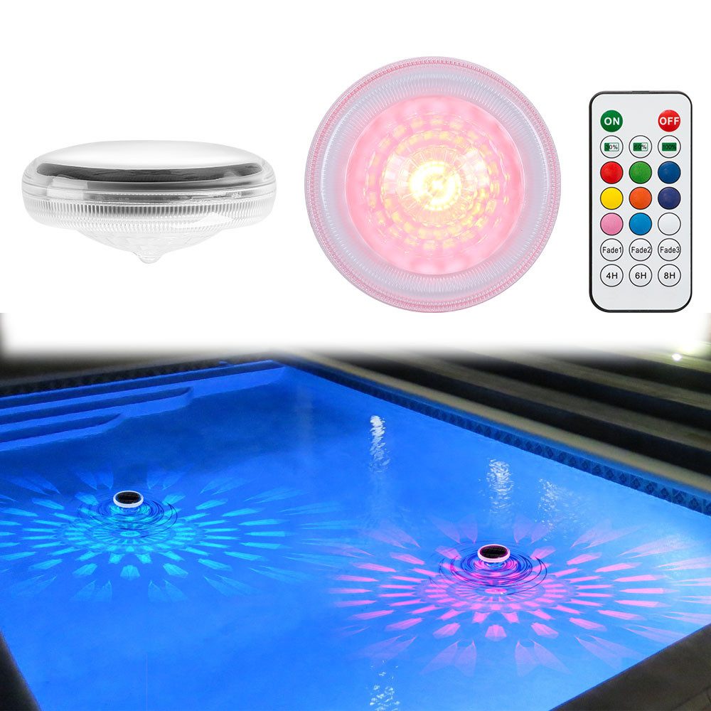 Pool-Lampe 2 Stück Pool-Lampe schwimmende, RGB Solar-LED-Poolleuchte