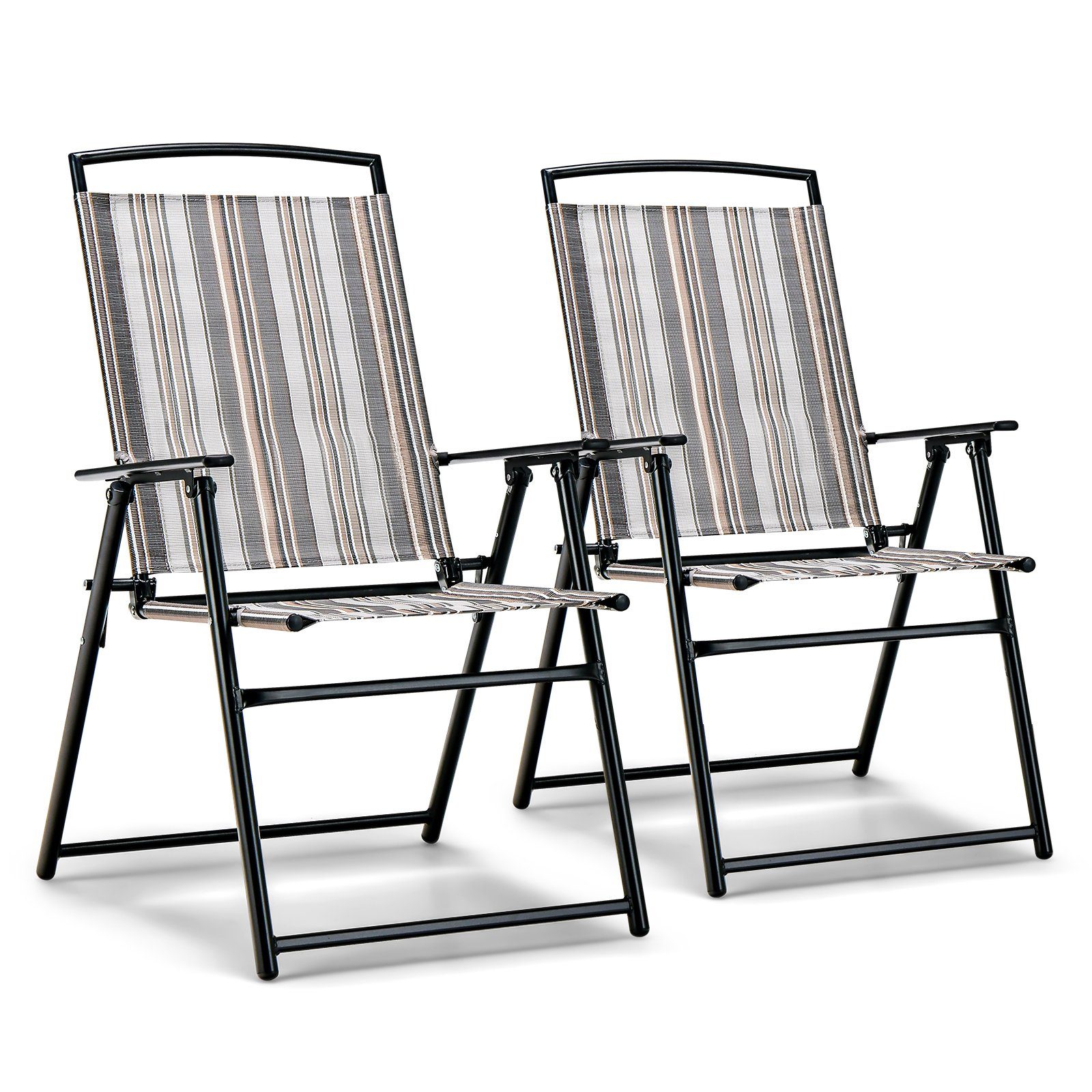 COSTWAY Gartenstuhl 2er Set Hochlehner Klappstuhl (2 St), bis 150kg