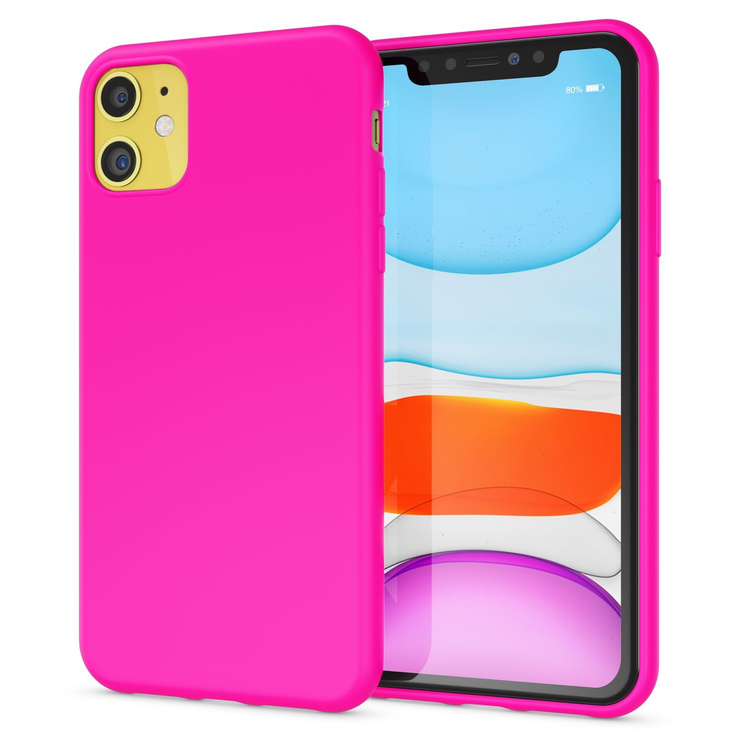 Nalia Smartphone-Hülle Apple iPhone 11 15,5 cm (6,1 Zoll), Neon Silikon Hülle / Bunt Leuchtend / Rutschfest / Flexibel / Weich